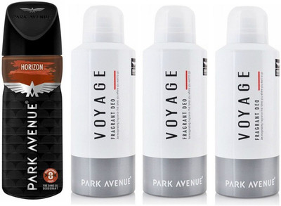 

Park Avenue 1 Horizon and 3 Voyage Deodorant Combo Pack of 4 Deodorant Spray - For Men(520 ml, Pack of 4)