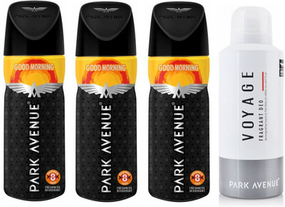 

Park Avenue 3 Good Morning and 1 Voyage Deodorant Combo Pack of 4 Deodorant Spray - For Men(520 ml, Pack of 4)