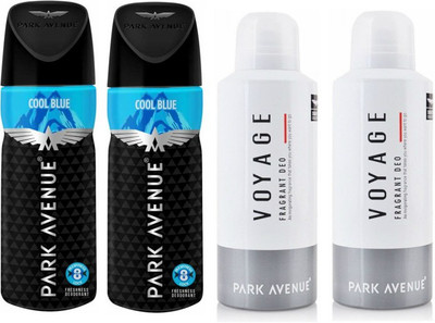 

Park Avenue 2 Cool Blue and 2 Voyage Deodorant Combo Pack of 4 Deodorant Spray - For Men(520 ml, Pack of 4)
