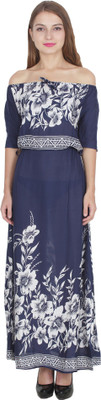 Shyammc Women Maxi Blue Full Length Dress