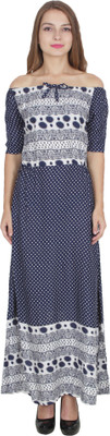 Shyammc Women Maxi Blue Full Length Dress