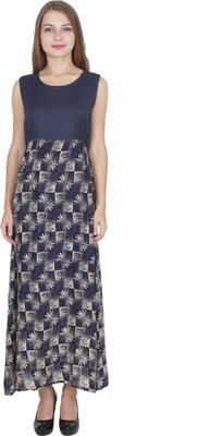 Shyammc Women Maxi Blue Full Length Dress