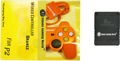 

Ultimate Gaming World ™ Wired Controller and 8-mb Memory Card for PS-2 Console Only. (Orange Color) Gaming Accessory Kit(Orange, For PS2)