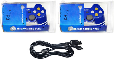 

Ultimate Gaming World ™ Pack of Two Wireless Controller/Joystick for PS3 Console Only.(Blue Color) Gaming Accessory Kit(Blue, For PS3)