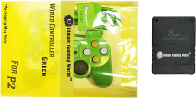 

Ultimate Gaming World ™ Wired Controller and 8-mb Memory Card for PS-2 Console Only. (Green Color) Gaming Accessory Kit(Green, For PS2)