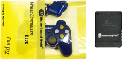 

Ultimate Gaming World ™ Wired Controller and 8-mb Memory Card for PS-2 Console Only. (Blue Color) Gaming Accessory Kit(Blue, For PS2)