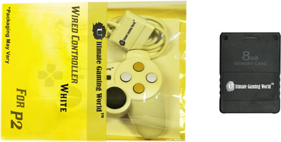 

Ultimate Gaming World ™ Wired Controller and 8-mb Memory Card for PS-2 Console Only. (White Color) Gaming Accessory Kit(White, For PS2)