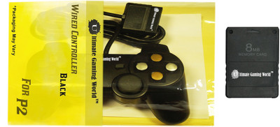 

Ultimate Gaming World ™ Wired Controller and 8-mb Memory Card for PS-2 Console Only. (Black Color) Gaming Accessory Kit(Black, For PS2)