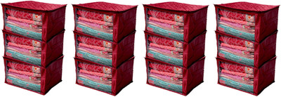 KUBER INDUSTRIES Designer Saree Cover Extra Large Size In Maroon Quilted Satin set of 12 Pcs KISSCSATINSCS12(Maroon) KUBER INDUSTRIES Designer Saree Cover Extra Large Size In Maroon Quilted Satin set of 12 Pcs KISSCSATINSCS12(Maroon)