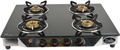 

Rayon Rayon Stainless Steel 4 Burner Gas Stove, Black Stainless Steel Manual Gas Stove(4 Burners)