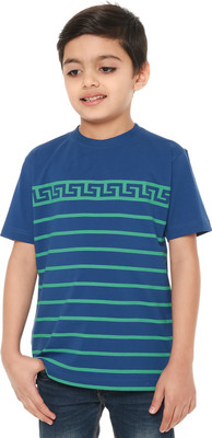 

Body Glove Boy's Striped Cotton T Shirt(Blue, Pack of 1