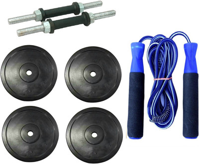 

Venom PAIR OF DUMBELL RODS ALONG WITH 4 WEIGHT PLATES AND BEARING BLUE COLOR SKIPPING ROPE Gym & Fitness Kit