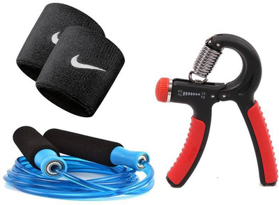 

serveuttam Adjestable Hande Gripe-with bearing and Skipping Rope Gym & Fitness Kit