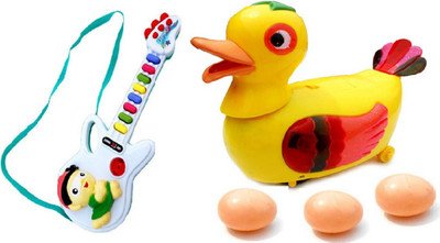 

J H Traders Musical Egg Laying Duck with Button Guitar for kids(Multicolor)