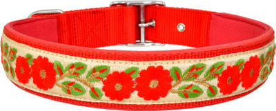 Leather Craft Embellished Dog Collar Charm(Red, Round)