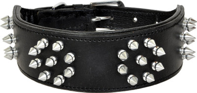 

Leather Craft Embellished Dog Collar Charm(Black, Round)