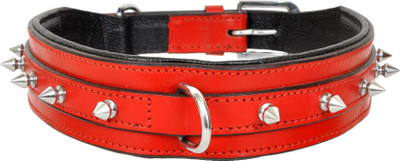 Leather Craft Embellished Dog Collar Charm(Red, Round)