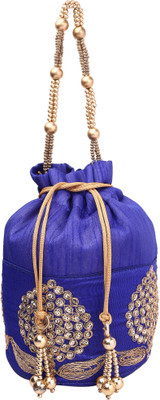 

Potli Satin bag Pouch(Blue)