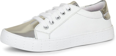 

Bella Toes White-Silver (6636-) Lace-Up Sneakers For Women(White, Silver
