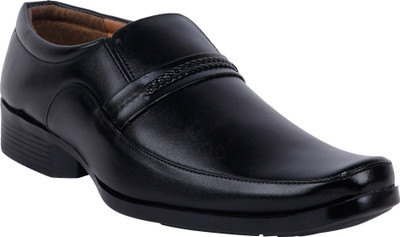 

Highfly Men's Black Comfortable Formal Slip-On Shoes Slip On For Men(Black