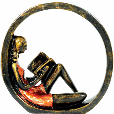

Grazzo Book reading Lady Decorative Showpiece - 6.5 cm(Polyresin, Orange, Gold)