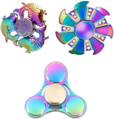 

SANJARY HIGH QUALITY SUPER SMOOTH SET OF 3 RAINBOW METAL SPINNER(Multicolor)