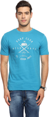 Handgrip Printed Men Round Neck Blue T-Shirt