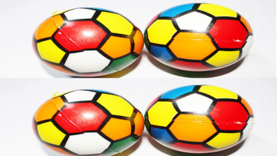 

Wonder Star Colorful Soccer print Bouncy Squeeze Ball (Set of 4) Softball