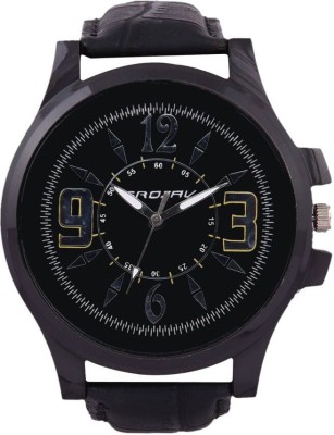 GROZAV Black Dial Leather Strap Watch  - For Men   Watches  (GROZAV)