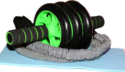 

HOMMER AB ROLLER 3 WHEELS WITH 2 RESISTANCE PULL TUBES & MAT Ab Exerciser(Black)