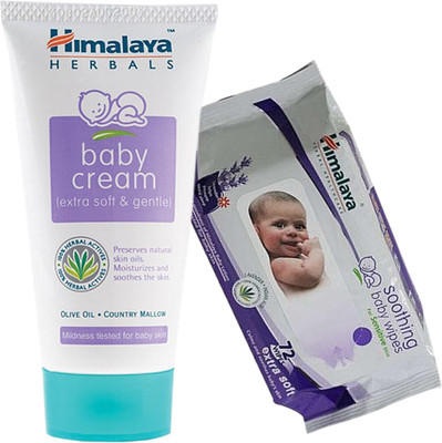 

Himalaya Herbals Baby Cream (200g)+Himalaya Herbals Soothing Baby Wipes (72 Sheets)(White)