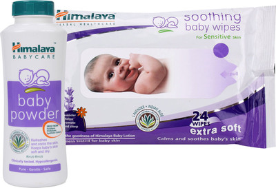 

Himalaya Herbals Baby powder (50g)+Himalaya Herbals Soothing Baby Wipes (24 Sheets)(White)