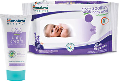 

Himalaya Herbals Baby Cream (50g)+Himalaya Herbals Soothing Baby Wipes (12 Sheets)(White)