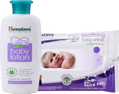 

Himalaya Herbals Baby Lotion (200ml)+Himalaya Herbals Soothing Baby Wipes (24 Sheets)(White)