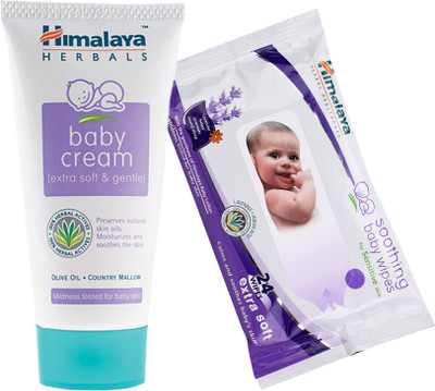 

Himalaya Herbals Baby Cream (200g)+Himalaya Herbals Soothing Baby Wipes (24 Sheets)(White)