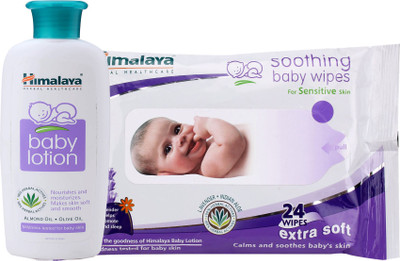 

Himalaya Herbals Baby Lotion (100ml)+Himalaya Herbals Soothing Baby Wipes (24 Sheets)(White)