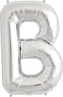 Balloonistics Solid B Letter Foil Balloon 17" Inch - Silver Balloon(Silver, Pack of 1)