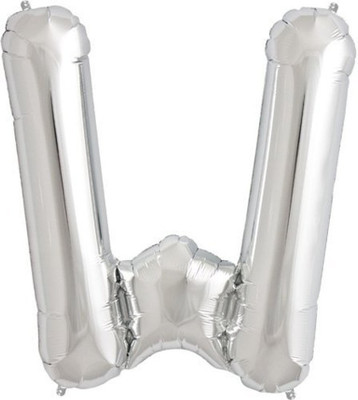 Balloonistics Solid W Letter Foil Balloon 17" Inch - Silver Balloon(Silver, Pack of 1)