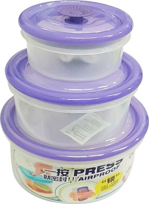 

Blue Birds Food Storage Vacuum Containers - Set of 3,1200ml,550 & 200ml - Vacuum Sealed, Microwavable and Dishwasher Safe Plastic Bowl Set(Purple, Pack of 3)