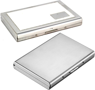 

Stealodeal Silver High Quality Metal With White Debit/Credit Atm|Combo of 2| 6 Card Holder(Set of 2, Silver, White)