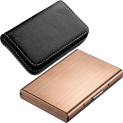 

Stealodeal Rose Gold Trending Metal With Soft Black Leather Wallet 6 Card Holder(Set of 2, Maroon, Black)