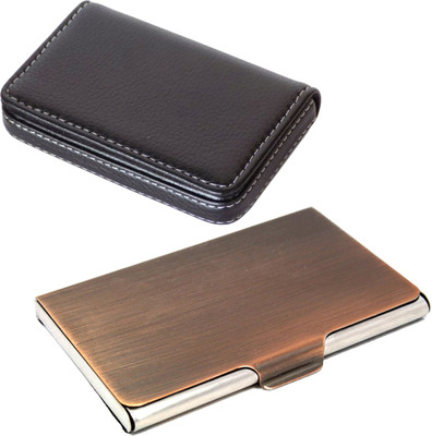 

Stealodeal Rose Gold Stainless Steel With Soft Black Leather Wallet 10 Card Holder(Set of 2, Maroon, Black)