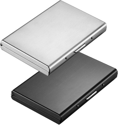 StealODeal Full Black Metal Limited Edition With Silver Debit/Credit Atm|Combo of 2| 6 Card Holder(Set of 2, Silver, Black)