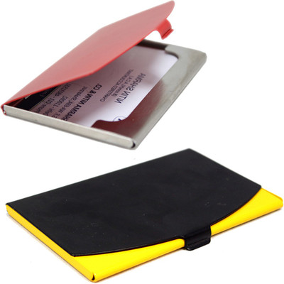 

Stealodeal Black-Yellow and Red Stainless Steel |Combo of 2| 10 Card Holder(Set of 2, Black, Yellow, Red)