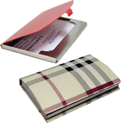 

Stealodeal Multicolor Velvet Touch High Quality Visiting With Red Stainless Steel 10 Card Holder(Set of 2, Multicolor, Red)