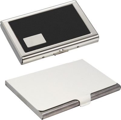 

Stealodeal White Stainless Steel With Black Metal Debit/Credit 10 Card Holder(Set of 2, White, Black)