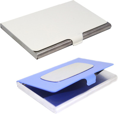 

Stealodeal Blue-Silver and White Stainless Steel |Combo of 2| 10 Card Holder(Set of 2, Blue, Silver, White)