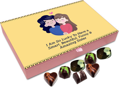 

Chocholik Gift Box - I Am So Lucky To Have A Sister Like You Chocolate Box - 12pc Truffles(144 g)