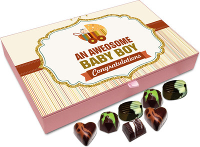 

Chocholik Gift Box - Congratulations On An Awesome Baby Boy Chocolate Box - 12pc Truffles(144 g)