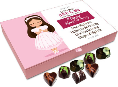 

Chocholik Gift Box - To The Best Mom And dad, Wish You A Very Happy Anniversary Chocolate Box - 12pc Truffles(144 g)